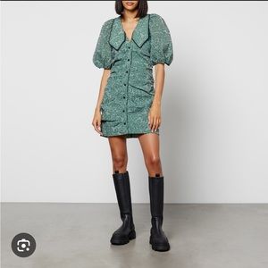 Ganni floral puff sleeve dress